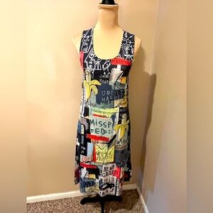 Wearable Art Colorful Graphic Print Dress, size S